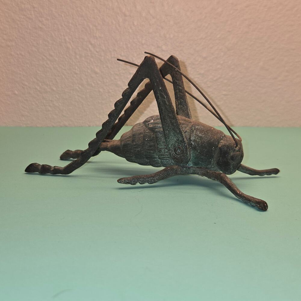 Vintage Brass Grasshopper Cricket Figurine Mid Century Modern Paperweight MCM